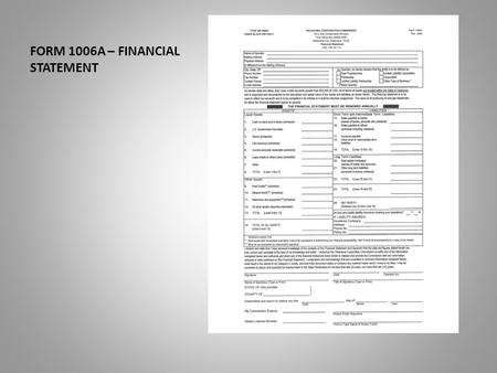 FORM 1006A – FINANCIAL STATEMENT