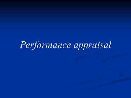 Performance appraisal