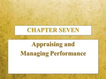 Appraising and Managing Performance