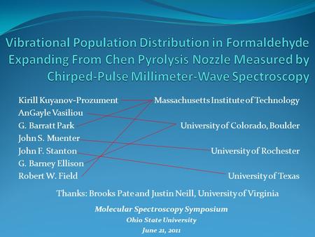 Molecular Spectroscopy Symposium