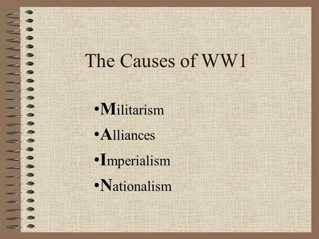 Militarism Alliances Imperialism Nationalism