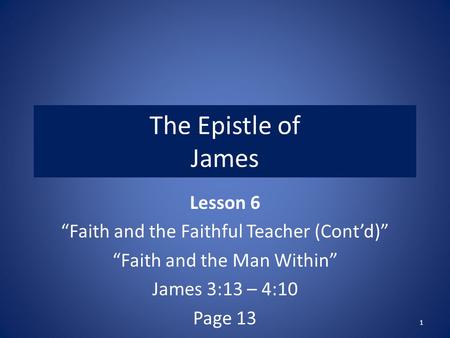 The Epistle of James Lesson 6