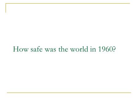 How safe was the world in 1960?. How effectively did the USA contain the spread of Communism? Case Study 1: Cuba.