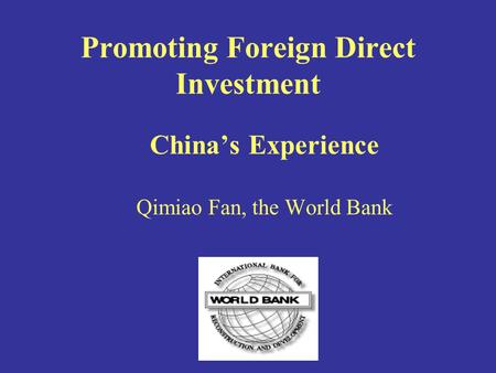 Promoting Foreign Direct Investment