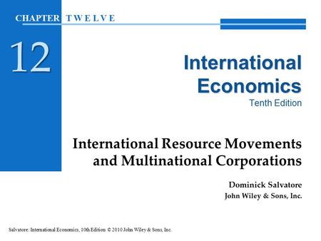 International Economics Tenth Edition