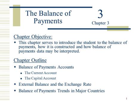 The Balance of Payments