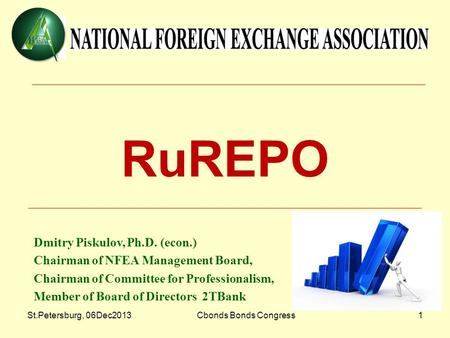 St.Petersburg, 06Dec2013Cbonds Bonds Congress1 RuREPO Dmitry Piskulov, Ph.D. (econ.) Chairman of NFEA Management Board, Chairman of Committee for Professionalism,