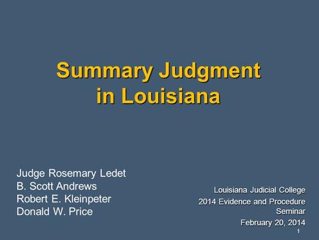 Summary Judgment in Louisiana