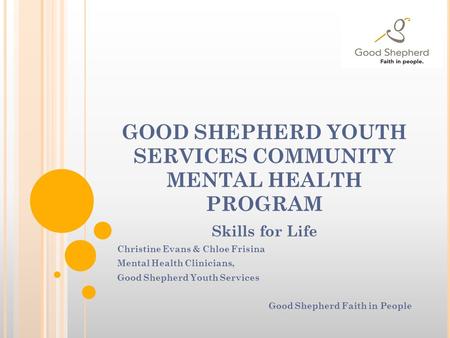 GOOD SHEPHERD YOUTH SERVICES COMMUNITY MENTAL HEALTH PROGRAM