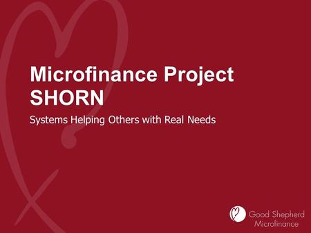 Microfinance Project SHORN Systems Helping Others with Real Needs.