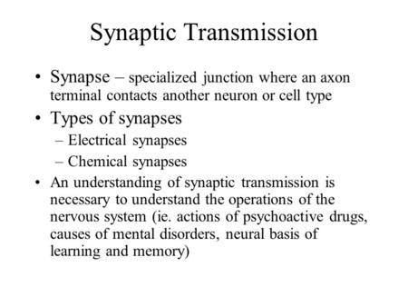 Synaptic Transmission