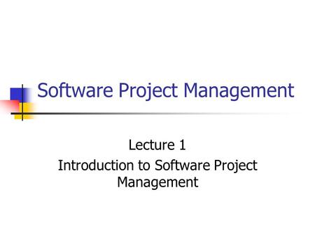 Software Project Management