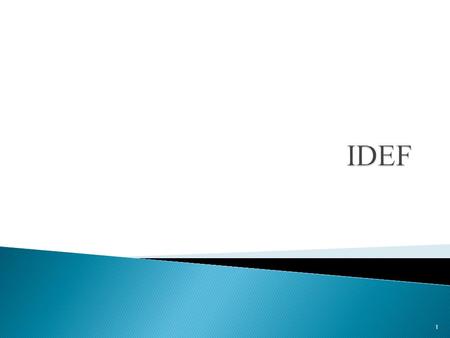 1.  Integrated Computer-Aided Manufacturing (ICAM) Definition Languages  Comprehensive, formal syntax for describing a process  Better analysis and.