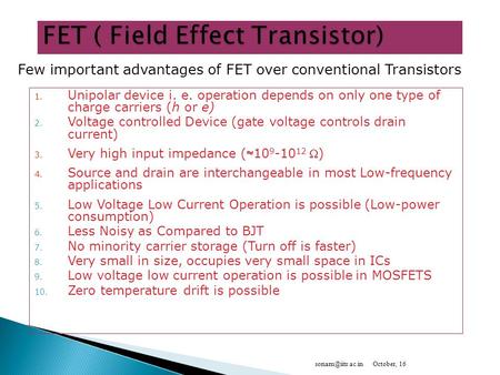 FET ( Field Effect Transistor)