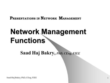 Network Management Functions