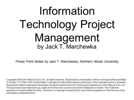 Information Technology Project Management