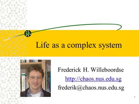 Life as a complex system