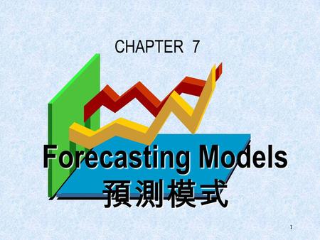 1 Forecasting Models 預測模式 CHAPTER 7 2 7.1 時間序列預測介紹 (p.486) Introduction to Time Series Forecasting 預測 (Forecasting) 昰預言將來之過程 預測 昰所有企業重要之部分 範例 ( Examples.