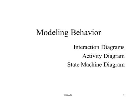 Interaction Diagrams Activity Diagram State Machine Diagram