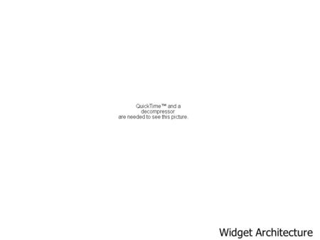 Widget Architecture. Terminology Widget, Gadget, Tool, Badge Widget Engine, Gadget Container, Widget Host Runtime Environment, Tool Proxy Runtime, Widget.