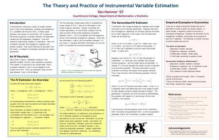 The Generalized IV Estimator IV estimation with a single endogenous regressor and a single instrument can be naturally generalized. Suppose that there.