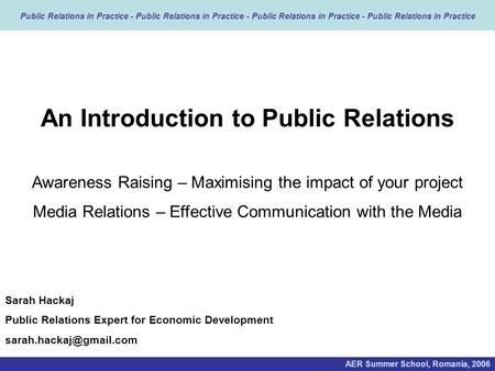 An Introduction to Public Relations