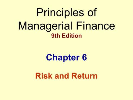 Principles of Managerial Finance 9th Edition