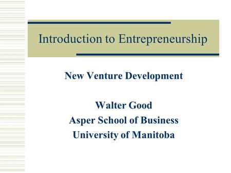 Introduction to Entrepreneurship