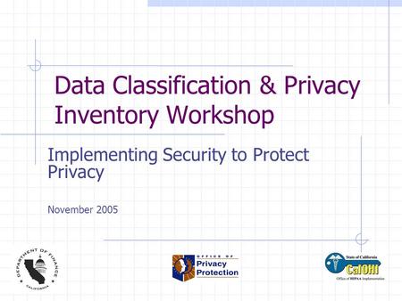 Data Classification & Privacy Inventory Workshop