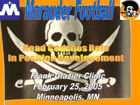 Head Coaches Role in Position Development Ownership to Position Coaches Organized Practice Plan Tempo’s of Drills Explained Individual Time Good on Good.