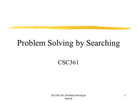 Problem Solving by Searching