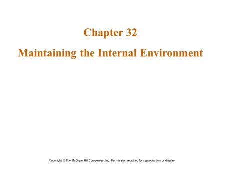 Maintaining the Internal Environment