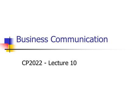 Business Communication