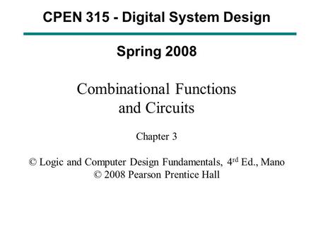 CPEN Digital System Design