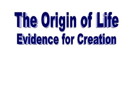 Topics  The issue  Attempts to create life  The primordial soup  Second Law of Thermodynamics  Information and complexity.