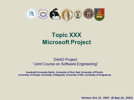 Topic XXX Microsoft Project