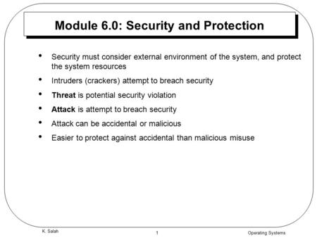 Module 6.0: Security and Protection