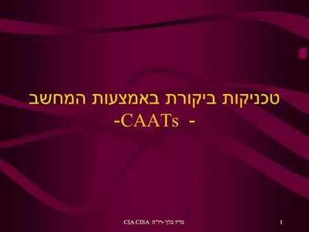 CIA CISA מריו בלך -רוח1 טכניקות ביקורת באמצעות המחשב - CAATs-