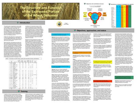 The Structure and Function of the Expressed Portion of the Wheat Genomes Distribution of research investigators by objective Investigator Obj. 1 cDNA libraries.