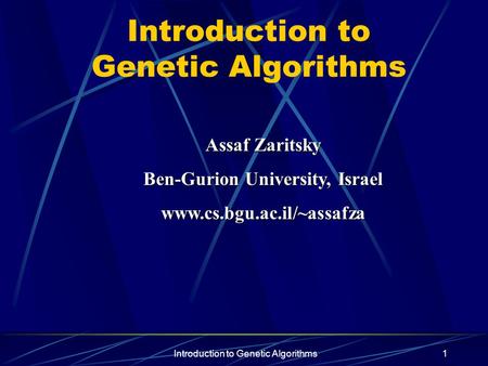 Introduction to Genetic Algorithms