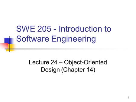 SWE Introduction to Software Engineering