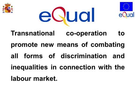 Transnational co-operation to promote new means of combating all forms of discrimination and inequalities in connection with the labour market.