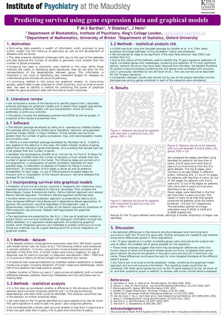 1. Motivation Micro-array data presents a wealth of information which promises to give further insight into the make-up of pathways as well as the development.