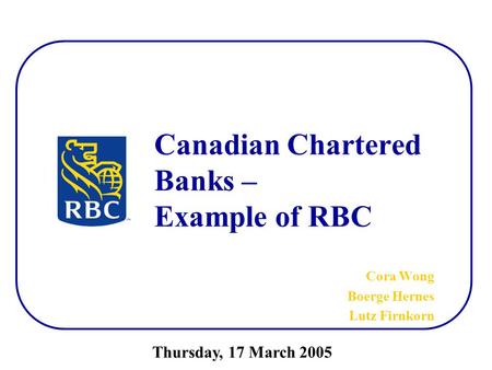 Canadian Chartered Banks – Example of RBC