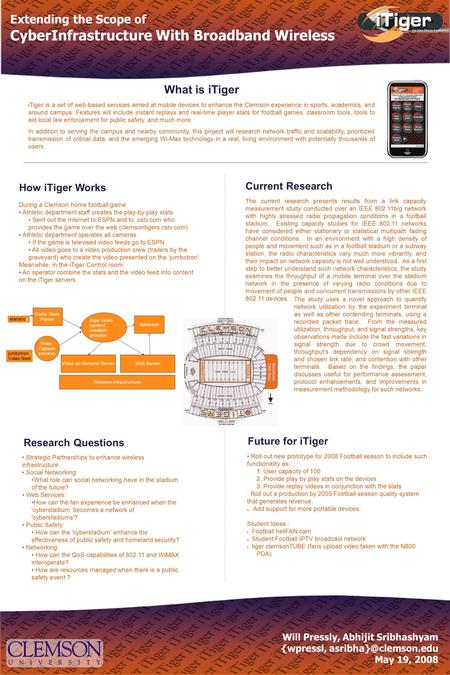 Research Questions Extending the Scope of CyberInfrastructure With Broadband Wireless Will Pressly, Abhijit Sribhashyam {wpressl,