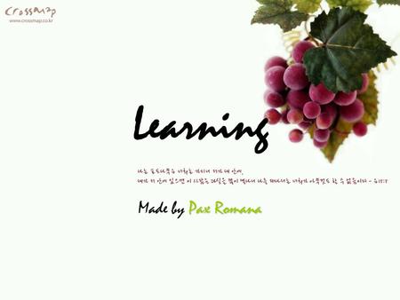 Learning Pax Romana Made by Pax Romana. Dictionary Devotee ‘Learning’ n. 1.knowledge gained by study; instruction or scholarship 2.the act of gaining.