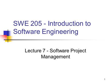 SWE Introduction to Software Engineering