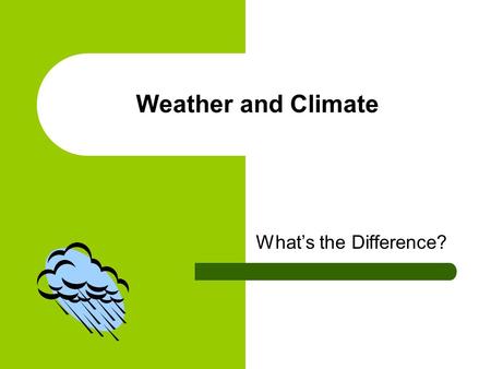 Weather and Climate What’s the Difference?.