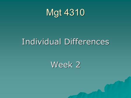 Individual Differences