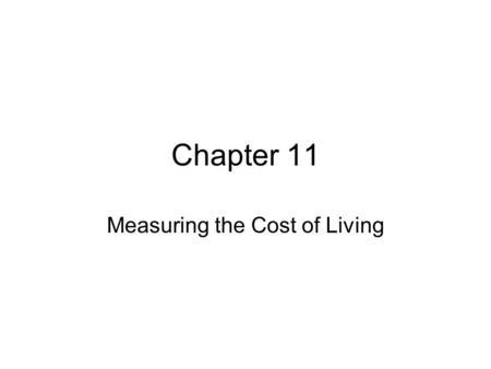 Measuring the Cost of Living